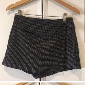 Zara Trafaluc Black Belted Asymmetric Polka Dot Skort XS